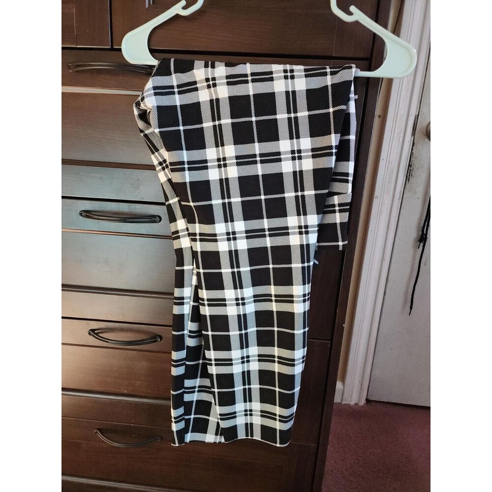 Black and white plaid trousers